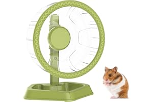 TOKAYIFE Hamster Wheel, Quiet Spinner Hamster Running Exercise Wheel with Adjustable Stand for Small Animals Syrian Dwarf Gerbils Mice (Green, Medium (19.5cm))