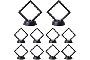 Pinsheng Exhibidor de Monedas Juego de 10 Flotantes Marco Exhibidor 3D con Soportes, Soporte de Exhibición de Marco para Monedas Challenge, Medallones AA, Joyas, Negro (7x7x2cm)