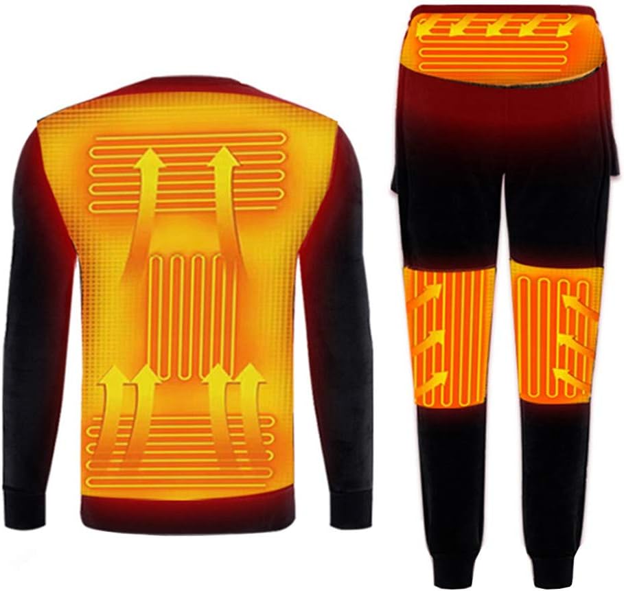 HWZZ Winter Heating Underwear Lining Heating Jacket USB Electric Heating T-Shirt And Pants Battery-Powered Ski Suit Set