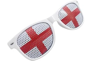 Mustavo Kids England Sunglasses Boys Girls Football Euros Glasses Fancy Dress Childrens Eyewear White With Flag On Lense