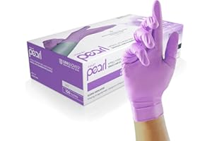 UNIGLOVES Violet Pearl Nitrile Examination Gloves - Multipurpose, Powder Free and Latex Free Disposable Gloves - Box of 100 Gloves, Purple, Large (GP0074)