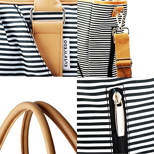 Modische Wickeltasche von Kute ’n‘ Koo – Mode und Funktion in einer Tasche – In New York City entworfen – Schultergurte – Passende Wickelauflage – Kinderwagenstreifen – und vieles mehr - 7