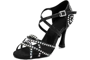 MGM-Joymod Sandales de danse à bout ouvert et avec sangles croisées Strass Pour femme Pour salle de bal