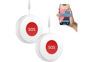 Daytech Tuya WiFi Rechargeable SOS Call Button Personal Alarms For Elderly Panic Button Alert/Alarm Bell For Elderly,Linked to Phone No Distance Limit,Supports 2.4GHz Wi-Fi,NO FEES,2 Buttons