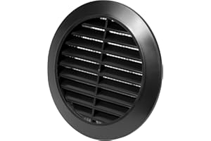 Vent Systems Cubierta de ventilación negra de 90 mm – Rejillas de ventilación redondas – Rejilla de ventilación – Protección contra insectos integrada – Orificios de ventilación HVAC para baño