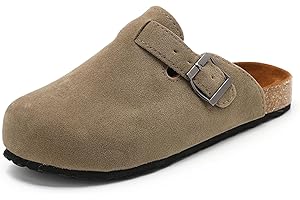 Unitysow Kids Suede Clogs Boys Girls Leather Mules Cork Footbed Sandals Slides Potato Shoes Slip-on House Slippers