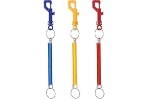 Otuuz Pack de 3 Llaveros con Resorte en Espiral Llavero Elástico con Clip de Plástico Llavero Retráctil Estirable Llavero Antirrobo para Llaves, Tarjetas de Viaje, Colores Surtidos, 8,5 Pulgadas