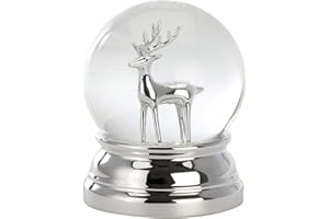 H.Bauer jun. Kleine versilberte Glas Schnee-Kugel mit Rentier Ø 8 cm - Chrismas Deko Schüttelkugel für Winter & Weihnachten