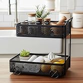 SHIOK DCOR 2-Tier Multipurpose Standing Storage Rack - Black | Modern & Durable Storage Shelf Organizer for Kitchen Counterto