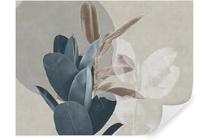 TAPEKO Papier Peint Panoramique Elégant Fleur 360x250 cm Ficus en différentes teintes dans un style grunge Papier Peint intissé pour Chambre Salon Décoration Murale u71334