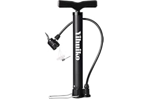 YihuiKo Portable Bike Pump, Bicycle Tire Pump, Mini Floor Pump Lightweight Presta Schrader Universal Bike Tyre Inflator Pump 120 PSI with Multifunction Ball Needle
