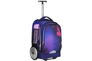 UNIKER Wheeled Backpack Travel Carry On Luggage with Swivel Wheels, Rolling Bookbag for Boys, Laptop Bag with Wheels for 15.6" Notebook, Purple Sunset, Unit size, Roll bag