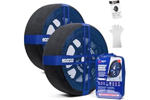 Sparco SnowShield PLUS | Juego de 2 cadenas de nieve para coche | Cadenas para nieve fáciles de montar | Silenciosas, duraderas, homologadas EN 16662-1 y reutilizables (XXL)