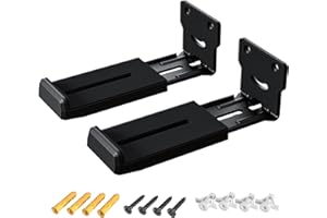 ETHU Universal Sound Bar Mounts under TV, Heavy-Duty Soundbar Wall Mount with 20 KG Capacity, Under TV Sound Bar Mount with Adjustable Hooks for 10-18 CM Depth Soundbars, Space Saving Design