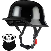 Vintage German Motorcycle Half Helmet, ECE/DOT Approved Adult Men Women Retro Open Face Helmet, with Adjustable Quick Release Buckle, for Bicycle Cruiser Scooter, M~XXL Automotive