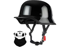 ACLFFSHOP Deutsche Motorrad Halbhelme mit ECE, Jethelm Retro, Chopper Helm, Scooter-Helm, Fahrradhelm, mit Herausnehmbares Innenfutter und Schnellverschlussschnallen M~XXL 57~64CM