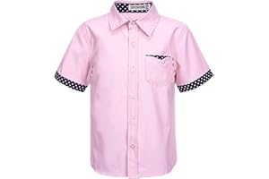 TiaoBug Enfant Garçon Imprimé Chemise à Manches Courtes Chemise d'école Fête Soirée Mariage Cérémonie Bohême Chemises d'été Veste Décontracté