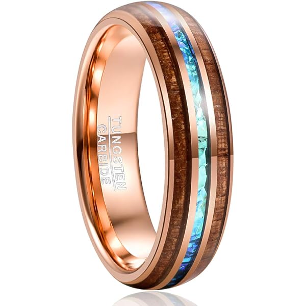TUNGSTORY Edelstahl-Ringe Für Herren & Damen – Mit Meteoriten- & Holz-Design, Größen 54–65, Poliert (2er Set)