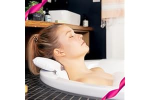 TranquilBeauty Bath Pillow | Bath Pillows For Head And Neck Waterproof With Suction Cups | Non-Slip Premium Bath Cushion Ergonomic Headrest & Back Support With Gift Box | Bathing Accessories
