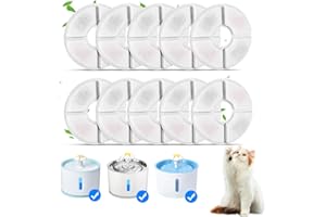 LTXDJ Cat Water Fountain, Ultra Quiet Fountain Cat Bowl with Water Level Window & LED Light, Automatic Pet Drinking Fountain with 1 Carbon Filter (Replacement Filters 10PC, 2.4 L)