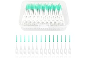 XOKL 200Pcs Interdental Brushes, Silicone Dental Brushes Tooth Floss Picks Dual-Use Dental Brushes Green Interdental Brushes Oral Tooth Picks for Tooth Cleaning