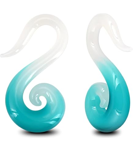 Longbeauty 1 Paire Bouchons Oreille Verre Spirale Hippocampe - Écarteurs Expansion 5mm à 10mm