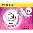 Lil-Lets Super Soft Ultra Thin Period Pads-96 Count, Long Absorbency, with Wings, (Packs of 8) 12 Pads-Bulk Pack, Medium to Heavy Period Flow, Unscented and Chlorine Free, Super Sanitary Towels