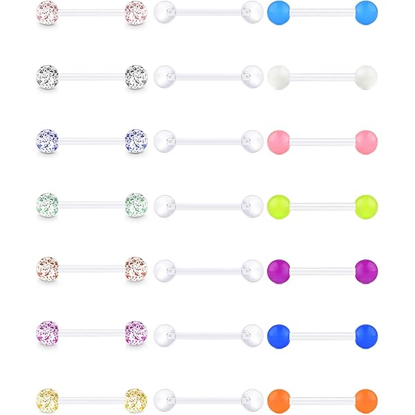 Piercing Lingua In Plastica - Set 20 Pezzi Flessibili 14G 16mm, Colorati E Ipoallergenici - Foto 6
