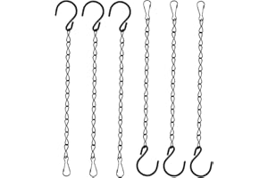 SSRDFU - 6 Pcs Chaîne de panier suspendu + 1 crochet en S, chaîne de pot de fleur de 50 cm, crochet de panier suspendu, chaîne en métal pour suspendre des pots de fleurs, des plantes suspendues (noir)