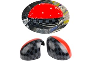 UVCANY MINI Coperture per specchietti laterali, per portiera dell'auto, per Mini Cooper One/D/SD/S/JCW Serie F F54 F55 F56 F57 F60 2014-2019.6 (JCW, serie F senza foro luminoso)