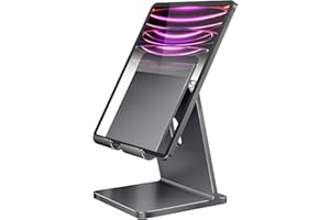 Tablet Stand Maxonar Adjustable iPad Stand for Desk Stable Aluminum Alloy Holder Base Compatible with iPad 10/iPad Air 5/4/M2 iPad Pro 2022/iPad Mini6 Galaxy Z Fold5 Galaxy Tab S9 iPhone15 Kindle-Grey
