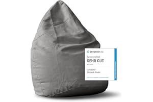‎LUMALAND Lumaland Sitzsack Luxury 60x45cm | Microvelours Beanbag mit extra weichem & robustem Stoff | Für Erwachsene & Kinder| Ideal geeignet für Kinderzimmer | Sessel & Stuhl Bean Bag [Grau]
