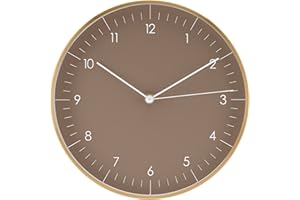 LUUK LIFESTYLE Reloj de Pared Decorativo (24cm), Silencioso sin Tic TAC, Regalo para Fiesta de inauguración, Decoración Minimalista, Apto para Cocina, Salon, Pasillo, Dormitorio, Marrón y Dorado