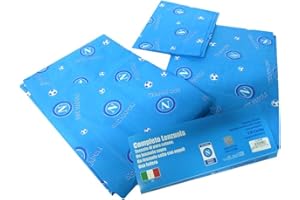 LIGUORO SHOP Completo Lenzuola per Letto Singolo Tre Pezzi SSC Calcio Napoli 100% Puro Cotone Prodotto Ufficiale