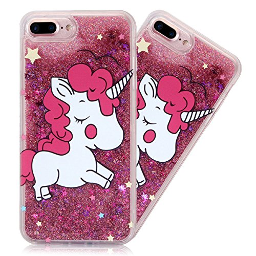Funda iPhone 7 Plus   iPhone 8 Plus  Carcasa iPhone 7 Plus Funda Transparente Bumper Glitter Sparkle L  quido Quicksand Silicona Funda Din  mico Sparkle Estrellas Cubierta Goma Flexible Bling Bling Suave Gel Protectora Carcasa Caso  Shock-Absorci  n   Anti-ara  azos  para iPhone 7 Plus   iPhone 8 Plus  5 5 pulgadas  - Unicornio