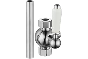ENKI D07 Traditional Shower Diverter Extension Pipe 18mm Chrome White Lever