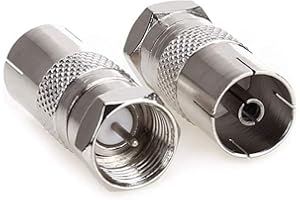 ZYSY 2 Pack TV T/F Type Connector Socket to RF Coax Aerial Adapter, Metric F Male TV9.5 female RF adapter