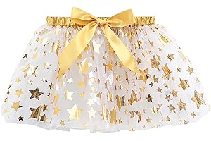 Sonnena Falda Ballet Niña Estrella de Lentejuelas, Falda Tul Niña, Mini Falda de Tul En Capas, Faldas Corta Esponjoso para Niñas, Disfraz de Baile Carnaval para Rendimiento Fiesta