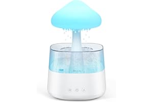 LMYSUFI Humidificador de nube de lluvia, Humidificador con sonido de gota de lluvia y difusor de aceite esencial de aromaterapia con luces de 7 colores Nano Mist ayuda a dormir