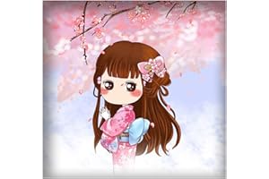 DCIDBEI Peinture Diamant 5D Pour Petite Fille avec Diamants Kit de Broderie au Point de Croix Sakura Soeur Facile pour Adultes et Enfants Toile Peinture Deco Enfant Décoration Murale 30 x 30 cm