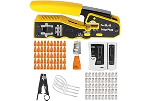 MAYLINE-TECH MAYLINE RJ45 RJ11 Cat5 Crimpatrice Strumenti Kit di Rete CAT6 Professionali Manutenzione del Ethernet LAN Tester del, Pinza crimpatrice Connettori Cirmpatura per Cavi ReteRiparazione (arancione 1)