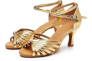 Rosefinch Chaussures de Danse Latine pour Femmes Chaussures de Danse de Salon Standard Professionnel Salsa Bachata Performance Chaussures de Danse Talon de 5/7cm 34-41 EU