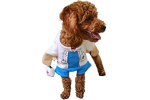 DELIFUR Hund Katze Arzt Kostüm Haustier Arzt Kleidung Halloween Jeans Outfit Bekleidung (M, Arzt)