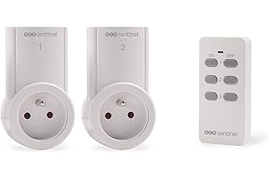 SCS Sentinel, HCN0014, Kit 2 Prises Télécommandées sans Fil 2300W 10A, Portée en Champ Libre 30 m, Télécommande Pile Incluse, ControlPower 2300W, Blanc