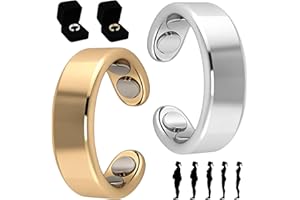 DAMIGHT 2pcs Ring Damen Wechseljahre,Edelstahl Anti Stress Ring,Magnetring Wechseljahre,Magnetfeldtherapie Ring, Fitnessring für Damen,Besserem Schlaf,Figur-Balance(Gold,Silber)