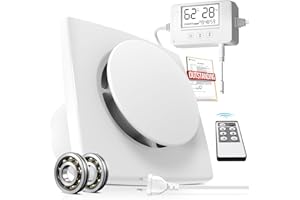 BUMSOU Aspiratore Bagno 100mm, Estrattore Aria con Sensore di Umidità Temperatura e Timer, Ventola Aspirazione Bagno con Telecomando, 34dB 130m³/h Silenzioso Potente Ventilatore Bagno Cucina Cantina