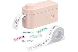‎MAKEID Makeid L1 Etikettendrucker, Etikettiergerät Selbstklebend Beschriftungsgerät Bluetooth Tragbarer Labeldrucker Mini Label Printer für Zuhause & Büro, Druckgröße 9-16 mm (Rose)