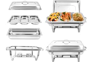 Jacgood Warmhaltebehälter Essen - Erstklassiger Edelstahl Chafing Dish - Warmhaltebehälter für Speisen inkl. Anleitung - Speisenwärmer ideal für Events und Partys (2 Set 1/3 GN -Behälter)