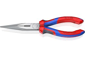 Knipex Pinza per Meccanica - con Becchi Mezzotondi con Tronchese (Pinza a Becchi di Cicogna) Bonderizzata Nera, Rivestiti in Materiale Bicomponente 200 Mm 26 12 200