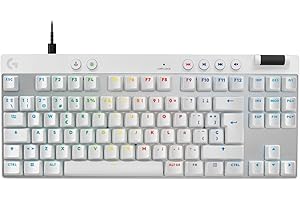 Logitech G PRO X TKL RAPID, teclado para gaming con cable sin teclado numérico con interruptores analógicos magnéticos, modo de disparo rápido, RGB, accionamiento ajustable, US INTL - Blanco